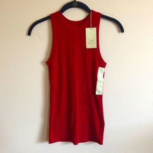Red Ribbed Tank Top